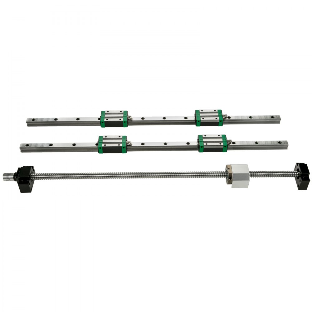 VEVOR Linear Guide Rail 2Pcs HGR20-500mm Linear Slide Rail with 1Pcs RM1605-500mm Ballscrew with BF12/BK12 Kit Linear Slide Rail Guide Rail Square for DIY CNC Routers Lathes Mills