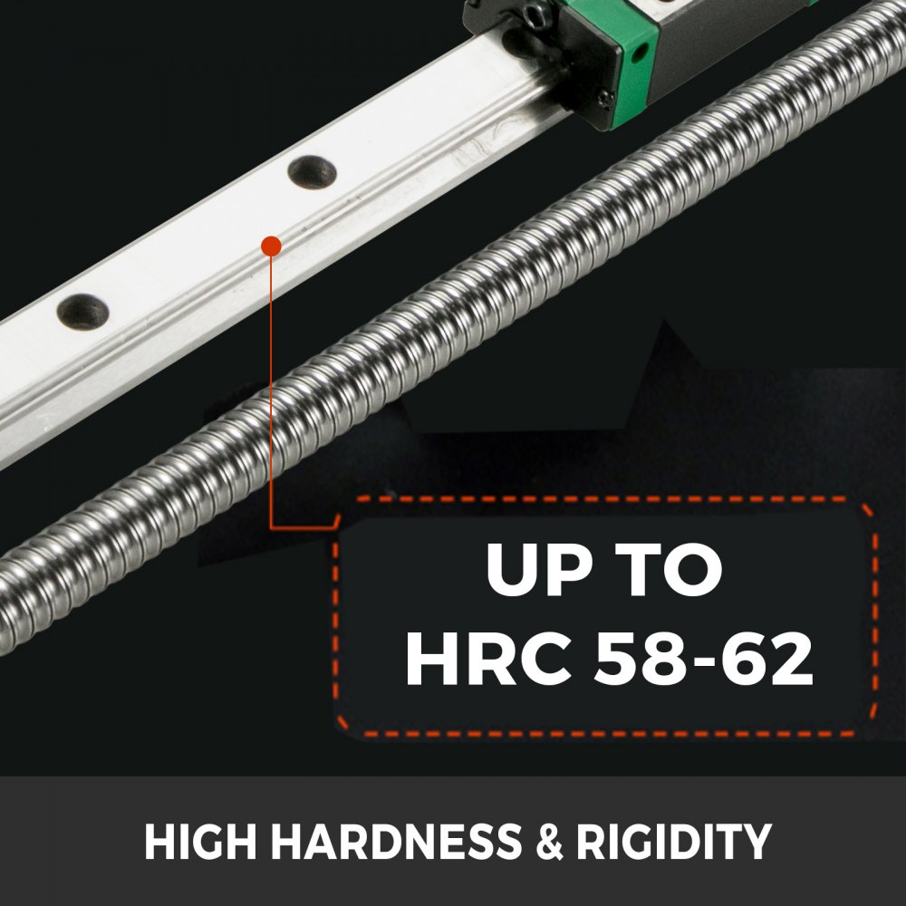 VEVOR Linear Guide Rail 2Pcs HGR20-500mm Linear Slide Rail with 1Pcs RM1605-500mm Ballscrew with BF12/BK12 Kit Linear Slide Rail Guide Rail Square for DIY CNC Routers Lathes Mills