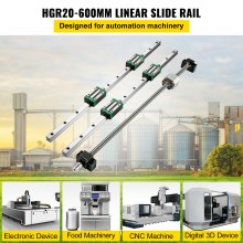 VEVOR Linear Guide Rail 2Pcs HGR20-600mm Linear Slide Rail with 1Pcs RM1605-800mm Ballscrew with BF12/BK12 Kit Linear Slide Rail Guide Rail Square for DIY CNC Routers Lathes Mills