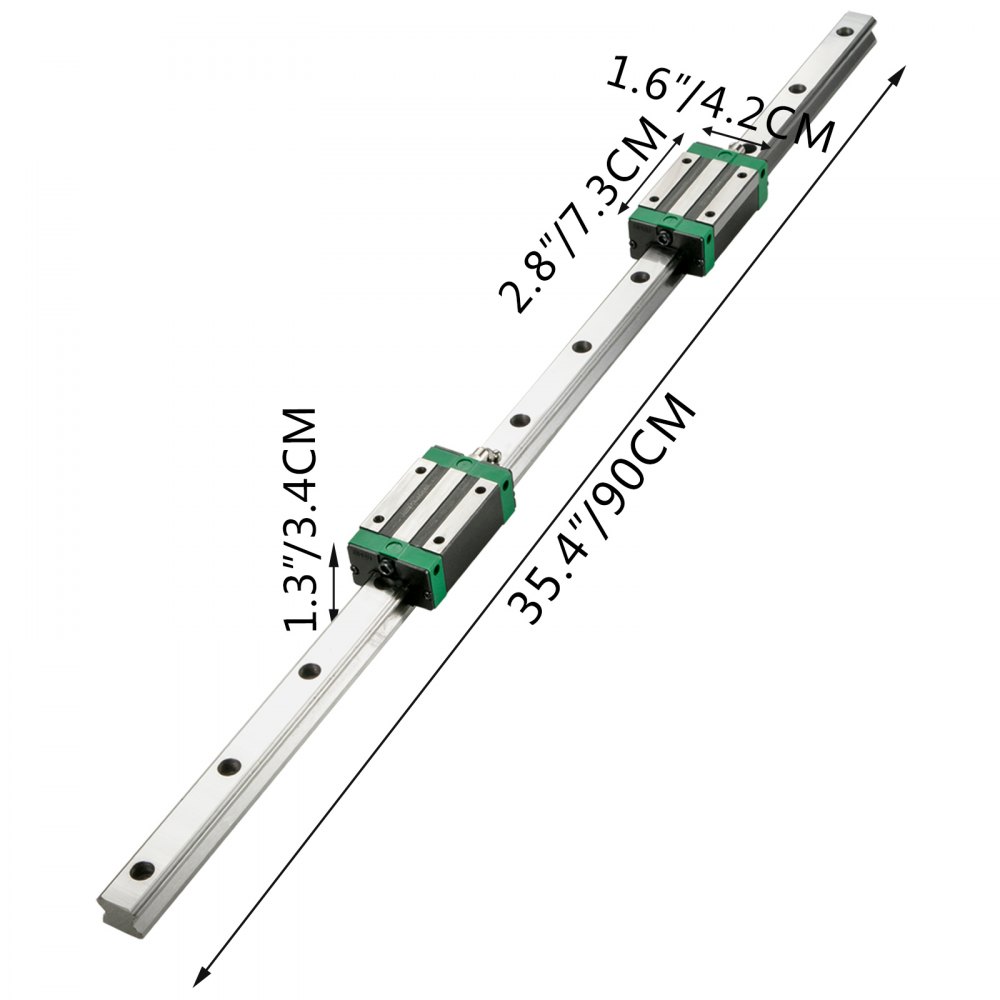 VEVOR Linear Guide Rail 2Pcs HGR20-900mm Linear Slide Rail with 1Pcs RM1605-900mm Ballscrew with BF12/BK12 Kit Linear Slide Rail Guide Rail Square For DIY CNC Routers Lathes Mills