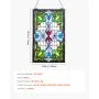 VEVOR Stained Glass Window Panel, 17 x 29 in, Tiffany Style Hanging Transom Window Panel with Chain, Large Vertical Rectangle Stain Glass, Vintage Traditional Art Handcrafts for Kitchen Home Decor