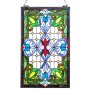 VEVOR Stained Glass Window Panel, 17 x 29 in, Tiffany Style Hanging Transom Window Panel with Chain, Large Vertical Rectangle Stain Glass, Vintage Traditional Art Handcrafts for Kitchen Home Decor