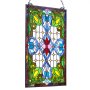 VEVOR Stained Glass Window Panel, 17 x 29 in, Tiffany Style Hanging Transom Window Panel with Chain, Large Vertical Rectangle Stain Glass, Vintage Traditional Art Handcrafts for Kitchen Home Decor