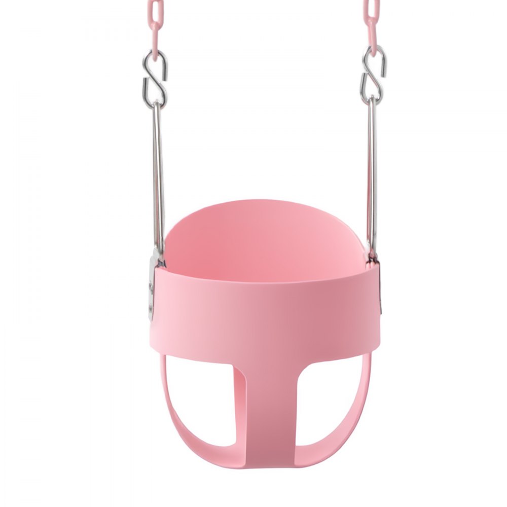 VEVOR Toddler Swing 136 kg Load High Back Full Bucket Baby Swing Seat Pink, for Outdoor & Indoor Backyard Playground, Heavy-Duty Coated Chains and Carabiners, Fully Assembled Seat for Toddlers Age 3+