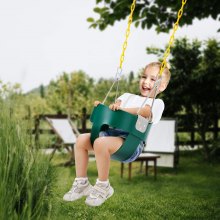 Asiento de columpio para niños pequeños VEVOR con respaldo alto y cubo completo, soporte para columpio para bebés de 150 lb