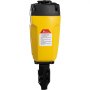 yellow VEVOR pneumatic concrete nailer with safety instructions label, black top and bottom.