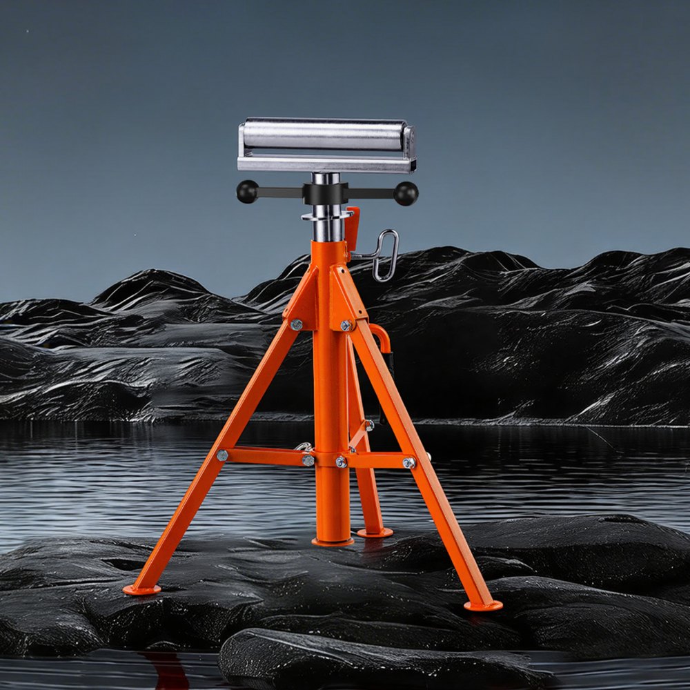 VEVOR Roller Stand, Heavy Duty 1134 kg Load Capacity, 700 mm-1320 mm Height Adjustable, 45# Steel Folding Roller Support Stand for Pipes, Wooden Boards