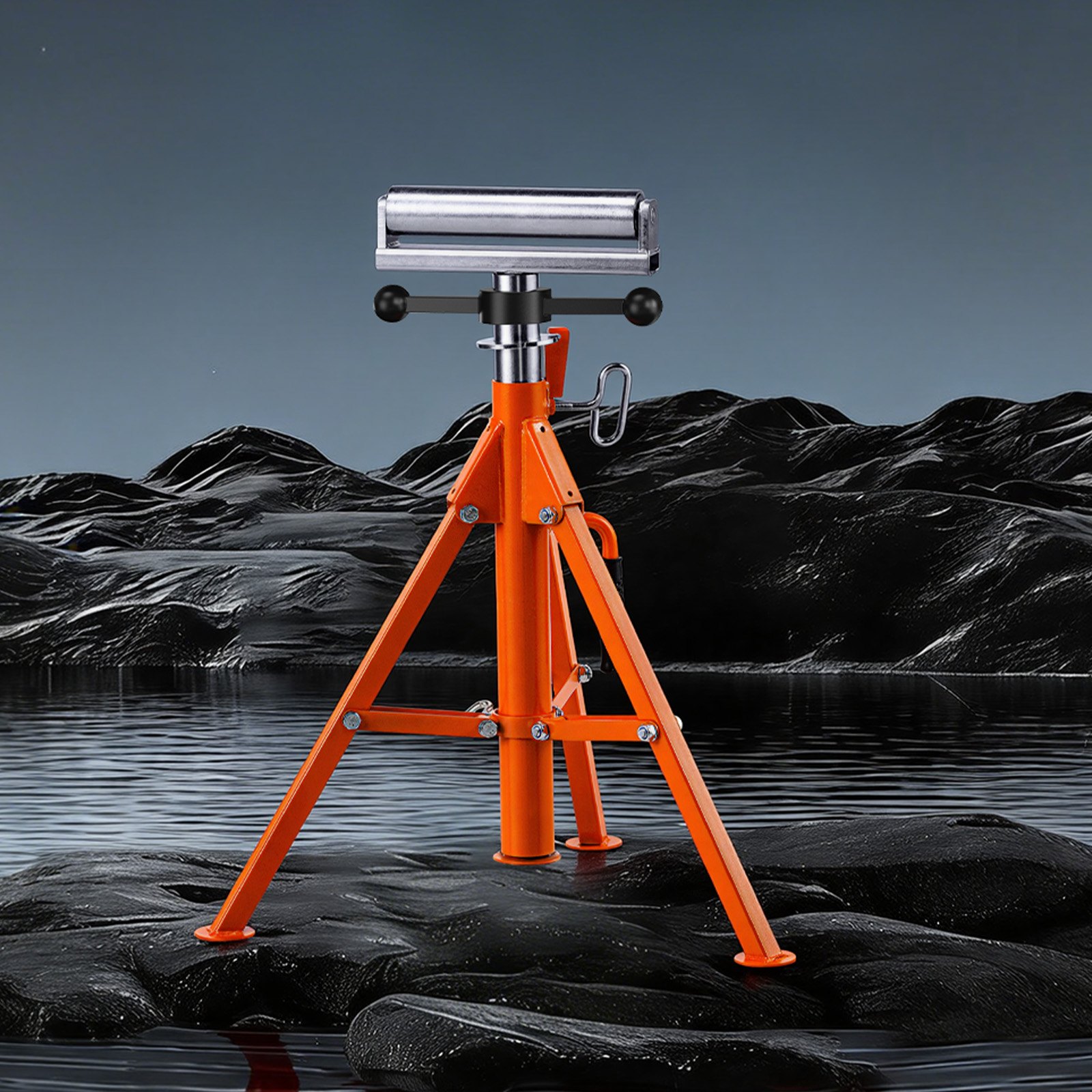 VEVOR Roller Stand, Heavy Duty 1136 KG Load Capacity, 27.6"-52" Height Adjustable, 45# Steel Folding Roller Support Stand for Pipes, Wooden Boards