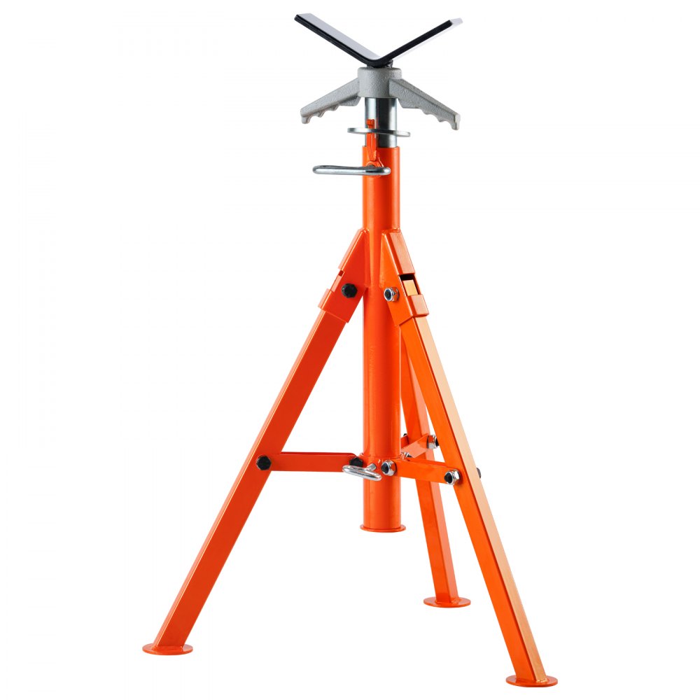 VEVOR Pipe Stand, 2500LBS Heavy Duty Pipe Jack Stands, 27.2"-52" Height Adjustable V Head Pipe Stand, 45# Steel Folding Jack Stand for 1/2-12 inches Pipes