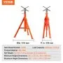 VEVOR Pipe Stand, 1133.9 kg Heavy Duty Pipe Jack Stands, 69.1-132.1 cm Height Adjustable V Head Pipe Stand, 45# Steel Folding Jack Stand for 1.3-30.5 cm Pipes