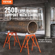 VEVOR Pipe Stand with Roller Head, Heavy Duty 2500 LBS Load Capacity, Suitable for 2-36 inches Pipes, 45# Steel Roller Pipe Stand for Welding