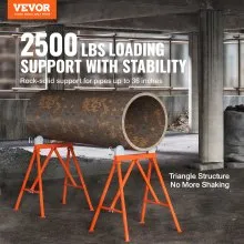 VEVOR Pipe Stand with Roller Head 2500 LBS Load for 2-36 inches Pipes 45# Steel