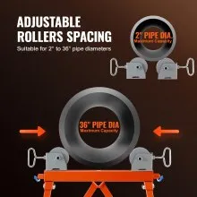 VEVOR Pipe Stand with Roller Head 2500 LBS Load for 2-36 inches Pipes 45# Steel