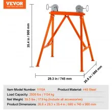 VEVOR Pipe Stand with Roller Head 2500 LBS Load for 2-36 inches Pipes 45# Steel