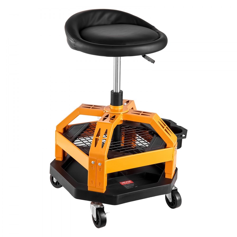 VEVOR Rolling Shop Stool, Heavy-Duty Pneumatic Garage Seat with 136 kg Capacity, Adjustable Height Roller Creeper Seat, 360° Swivel Padded Workshop Stool with Casters, for Garage, Shop & Auto Repair