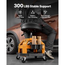 Rolling Shop Stool Heavy-Duty Garage Work Seat 300 lbs Load with Caster