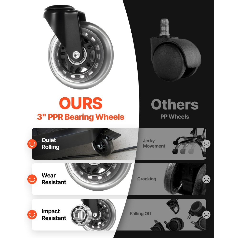 VEVOR Rolling Shop Stool with Wheels, 500-650 mm Adjustable Height, 360° Swivel, 150 kg Capacity, Garage Work Mechanic Stool with Backrest, Tool Tray Storage, Padded Seat Shop Chair, Black/Yellow