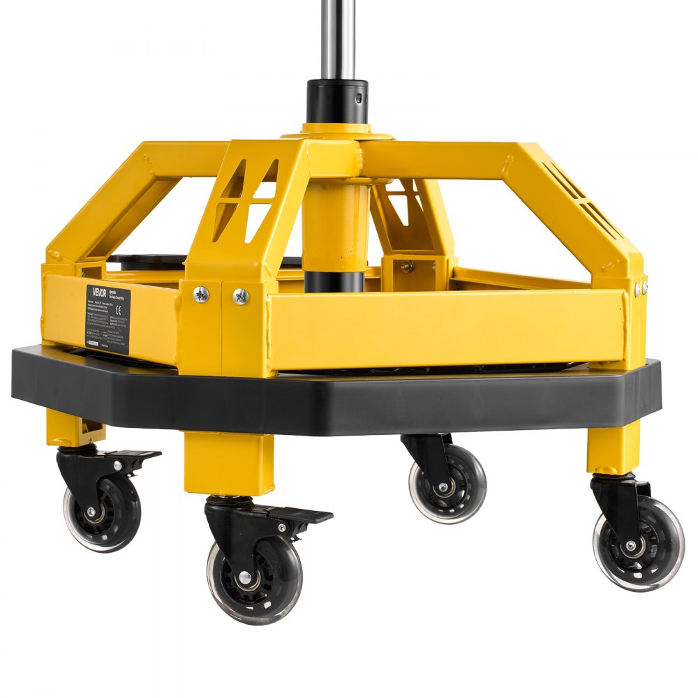 VEVOR Rolling Shop Stool with Wheels, 500-650 mm Adjustable Height, 360° Swivel, 150 kg Capacity, Garage Work Mechanic Stool with Backrest, Tool Tray Storage, Padded Seat Shop Chair, Black/Yellow