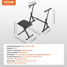 VEVOR Piano Keyboard Stand and Bench Set, Z Style, Heavy-Duty Digital Piano Music Stand and Seat, 250 lbs Capacity with Adjustable Piano Bench Width Height Wheels, Fits for 54-88 Key Electric Pianos