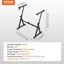 VEVOR Piano Keyboard Stand, Z Style, Heavy-Duty Digital Piano Music Stand, 250 lbs Capacity with Adjustable Width & Height Wheels Anti-Slip Pads Headphone Hook, Fits for 54-88 Key Electric Pianos