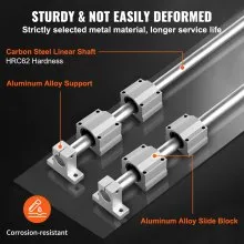 VEVOR Linear Guide Rail Set, SFC20 1000mm, 2 PCS 39.4 in/1000 mm SFC20 Guide Rails 4 PCS SC20 Slide Blocks 4 PCS Rail Supports, Linear Rails and Bearings Kit for Automated Machines CNC DIY Project