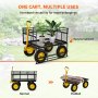 VEVOR Steel Garden Cart, Heavy Duty 1400 lbs Capacity, with Removable Mesh Sides to Convert into Flatbed, Utility Metal Wagon with 2-in-1 Handle and 15 in Tires, Perfect for Garden, Farm, Yard
