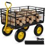 Ocelový zahradní vozík VEVOR, Heavy Duty 1400 lbs, s odnímatelnými síťovými stranami pro přeměnu na valník, užitkový kovový vůz s rukojetí 2 v 1 a 15palcovými pneumatikami, ideální pro zahradu, farmu, dvůr