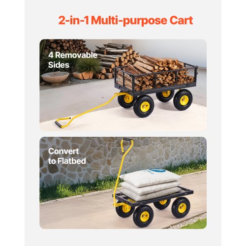 VEVOR Steel Garden Cart, Heavy Duty 1400 Lbs Capacity, With Removable - View #10