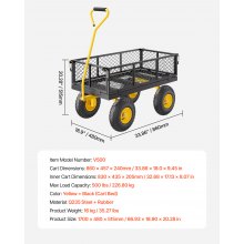 VEVOR Steel Garden Cart 500lb Capacity Heavy Duty Yard Wagon Cart 10in Tires