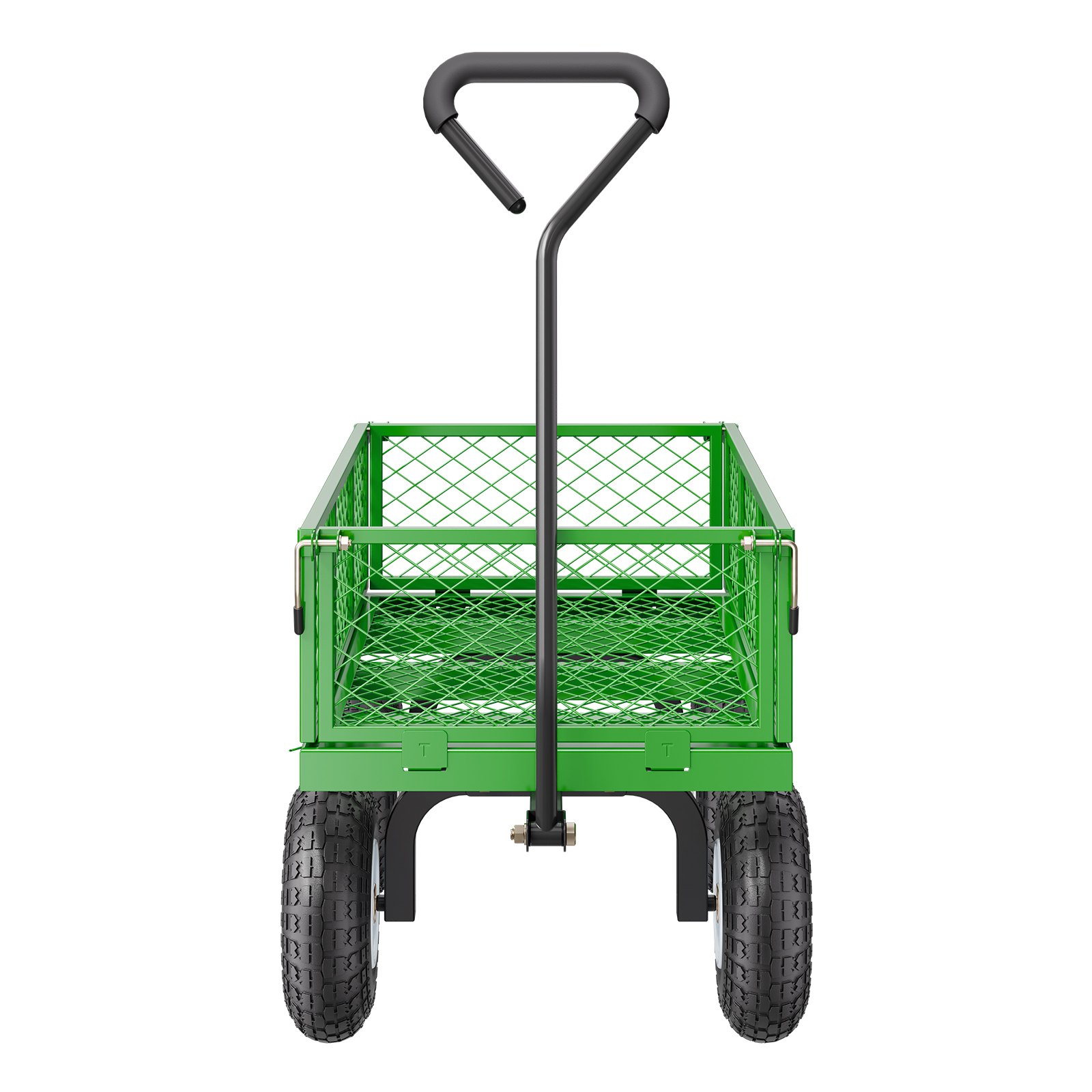 VEVOR 308 kg Steel Garden Cart on Wheels, Heavy Duty Garden Wagon Cart Pullable, Metal Outdoor Utility Yard Wagon Carts with 254mm Tires, Mesh Removable Sides and 180°Rotating Handle