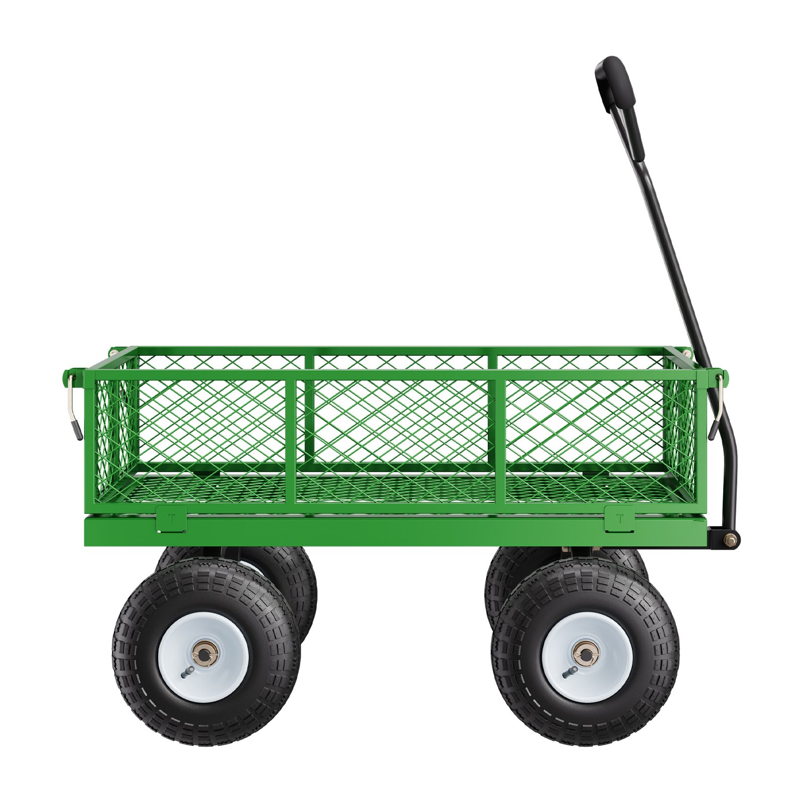 VEVOR 308 kg Steel Garden Cart on Wheels, Heavy Duty Garden Wagon Cart Pullable, Metal Outdoor Utility Yard Wagon Carts with 254mm Tires, Mesh Removable Sides and 180°Rotating Handle