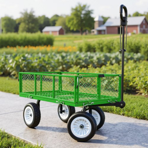 MERXENG 900LB Heavy Duty Steel Garden Wagon – 4-Wheel Utility Cart, Black