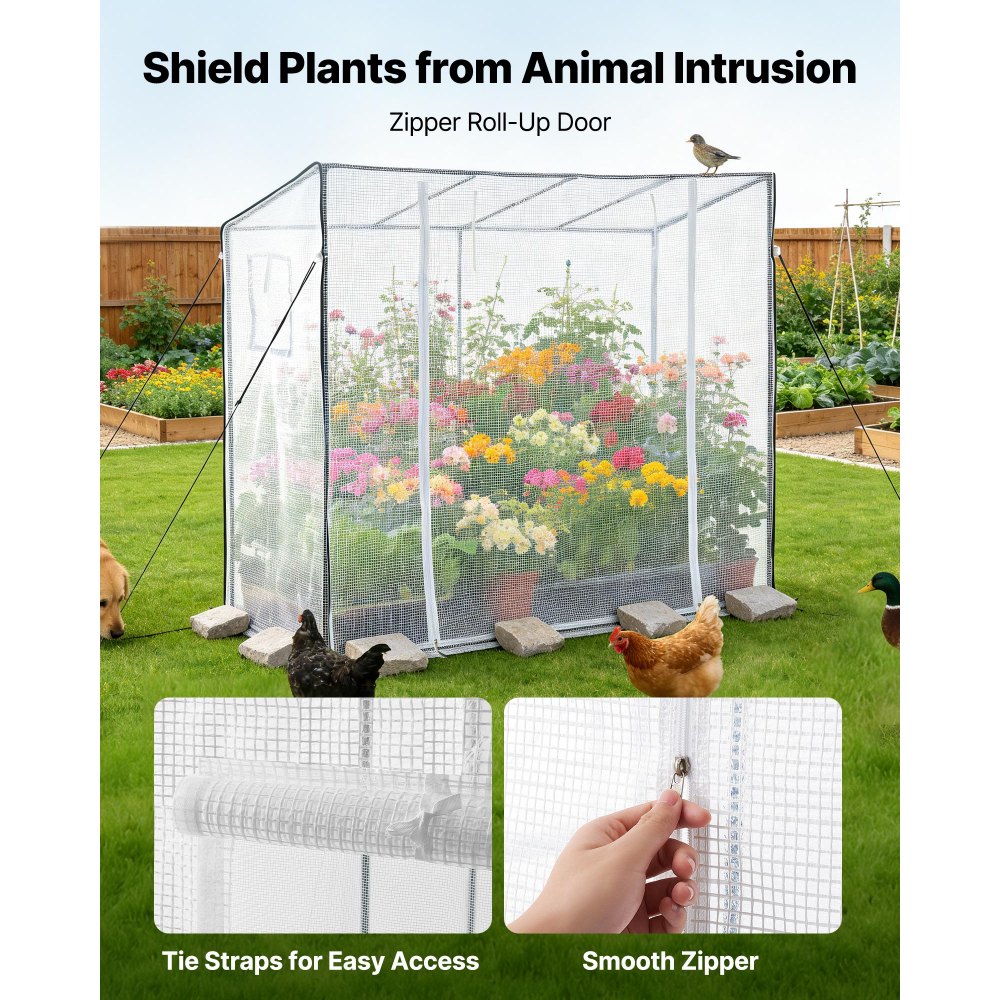 VEVOR Walk-in Greenhouse, 195 x 77 x 168 cm Greenhouse for Outdoors with Windows, Durable PE Cover, Roll-Up Zipper Door, Walk in Green House Kit, Portable Plant Garden Hot House for Backyard, Outside