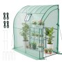 VEVOR Walk-in Greenhouse, 198 x 100 x 200 cm Greenhouse for Outdoors with Window, PE Cover, 3-Tier Shelf, Roll-Up Zipper Doors, Walk in Green House Kit, Portable Plant Garden Hot House for Backyard