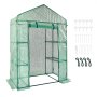 Pochôdzny skleník VEVOR, skleník 4,6 x 2,4 x 6,7 stôp s policami, zostavený v priebehu niekoľkých minút, vysokopevnostný PE kryt s dverami a oknami a oceľovým rámom, vhodný na pestovanie a skladovanie, zelený