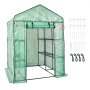 Pochozí skleník VEVOR, skleník 4,6 x 4,6 x 6,6 stop s policemi, nastavení během několika minut, vysoce pevný PE kryt s dveřmi a okny a ocelovým rámem, vhodný pro výsadbu a skladování, zelený