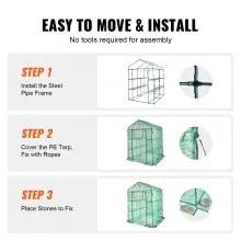 VEVOR Walk-in Green House, 4.6 x 4.6 x  6.6 ft  Greenhouse with Shelves, Set Up in Minutes, High Strength PE Cover with Doors & Windows and Steel Frame, Suitable for Planting and Storage, Green