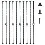 VEVOR Staircase Metal Balusters, 44'' x 1/2" Galvanized Steel Decorative Banister Spindles, 10 Pack Deck Baluster with Hollow Single Baskets, Twists, Spiral Stair Railing w/ Shoes & Screws