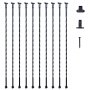 Balustrade metalice pentru scară VEVOR, axe decorative din oțel galvanizat de 44 inchi x 1/2 inch, 10 pachete de balustrade pentru punte cu răsuciri goale, balustradă de scară în spirală neagră satinată cu pantofi și șuruburi
