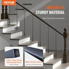 VEVOR Staircase Metal Balusters, 44'' x 1/2" Galvanized Steel Decorative Banister Spindles, 10 Pack Deck Baluster with Hollow Twists, Satin Black Spiral Stair Railing with Shoes & Screws