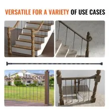 VEVOR Staircase Metal Balusters, 44'' x 1/2" Galvanized Steel Decorative Banister Spindles, 10 Pack Deck Baluster with Hollow Twists, Satin Black Spiral Stair Railing with Shoes & Screws