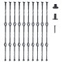 VEVOR Staircase Metal Balusters, 44'' x 1/2" Galvanized Steel Decorative Banister Spindles, 10 Pack Deck Baluster with Hollow Double Baskets, Spiral Stair Railing with Shoes & Screws