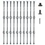 VEVOR Staircase Metal Balusters, 44'' x 1/2" Galvanized Steel Decorative Banister Spindles, 10 Pack Deck Baluster with Hollow Double Baskets, Spiral Stair Railing with Shoes & Screws
