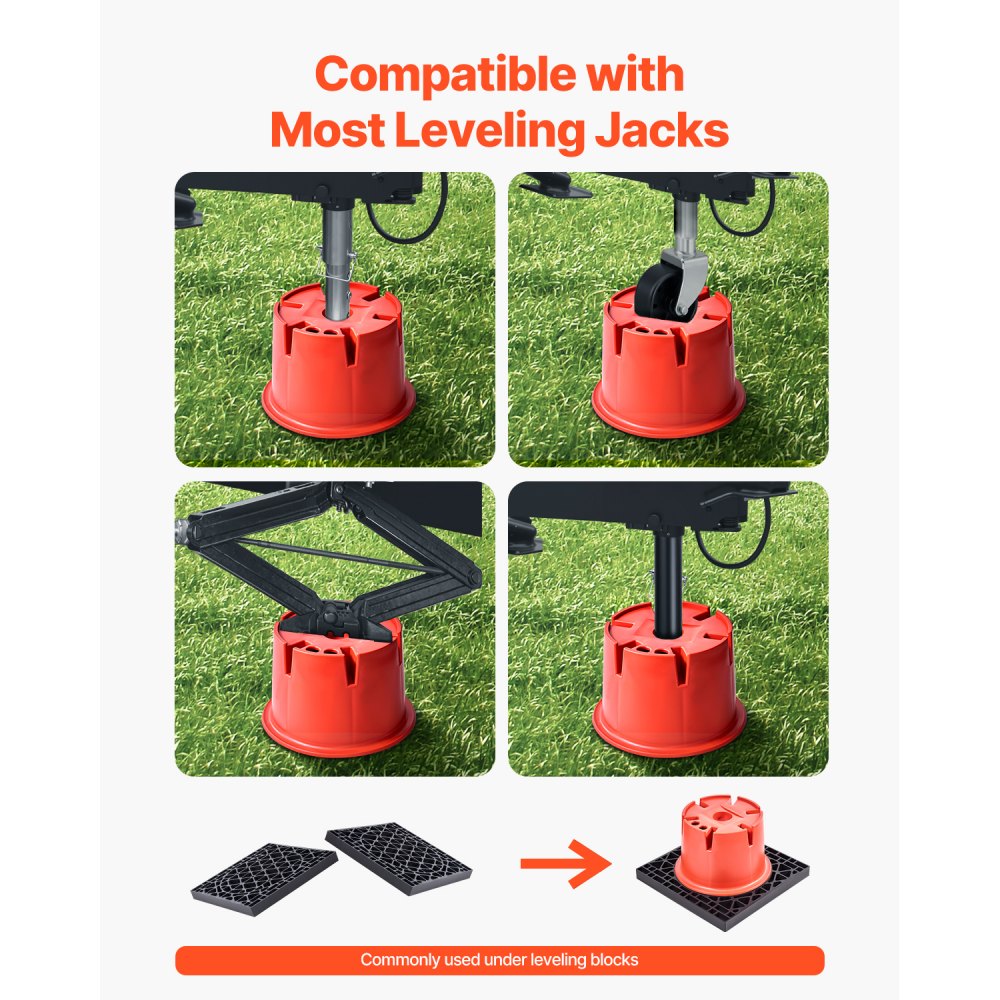 VEVOR Trailer Jack Blocks, 8" High, 2000 lbs Capacity, 8 Pcs Heavy Duty Camper Leveler Kit - 6 RV Leveling Blocks & 2 Pads, Camper Accessories for Travel Trailers, 5th Wheels Class A/C Motorhomes