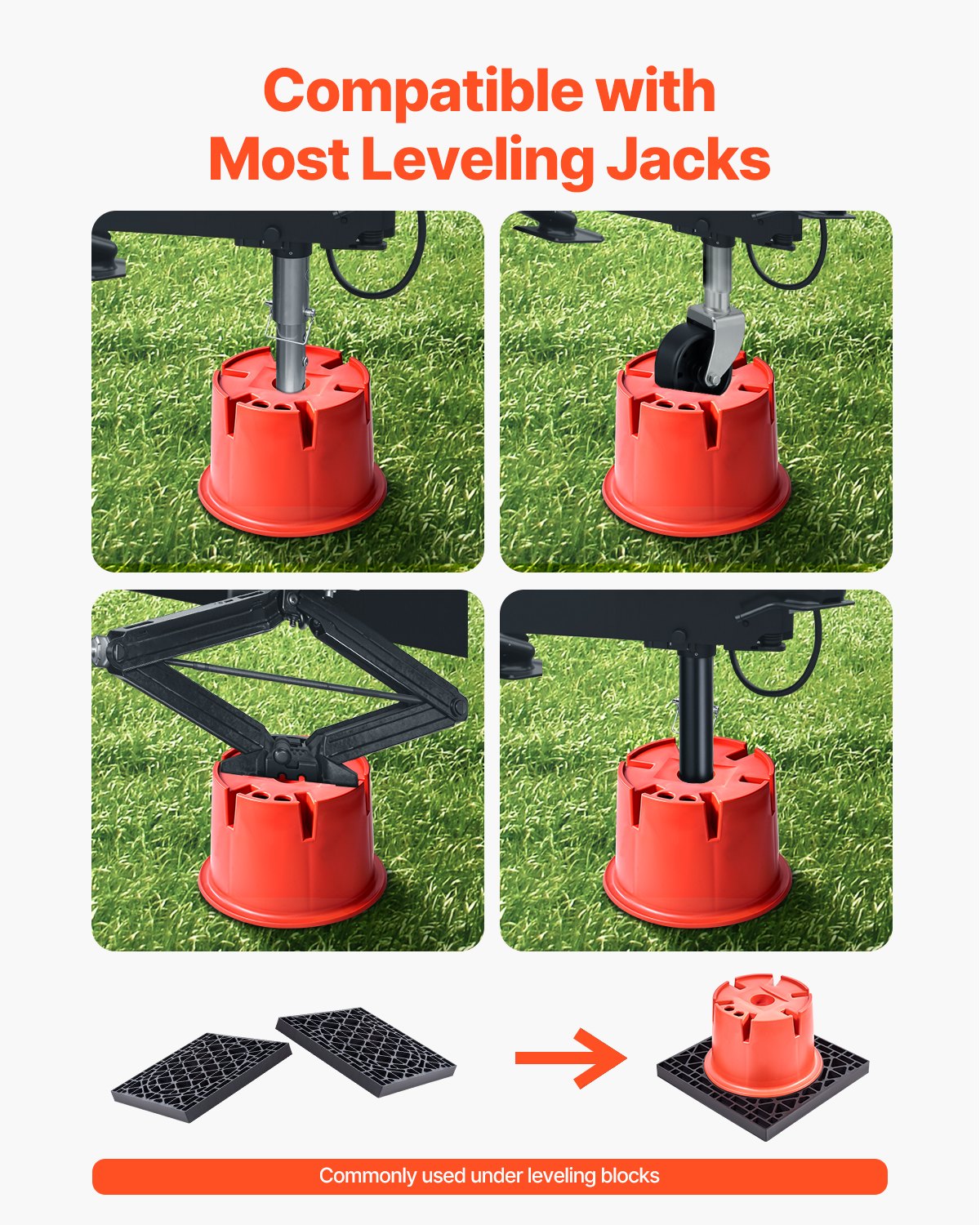 VEVOR Trailer Jack Blocks, 8" High, 2000 lbs Capacity, 8 Pcs Heavy Duty Camper Leveler Kit - 6 RV Leveling Blocks & 2 Pads, Camper Accessories for Travel Trailers, 5th Wheels Class A/C Motorhomes