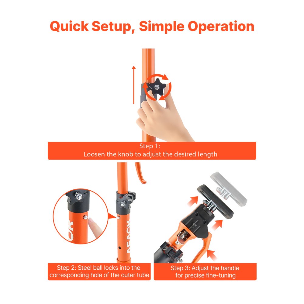 VEVOR Cabinet Jack Support Pole, 2-Pack, 40-60 cm Steel Telescopic Quick Support Rod, Adjustable 3rd Hand System up to 100 kg Capacity for Installing Cabinets, Lifting Drywall, Cargo Bars