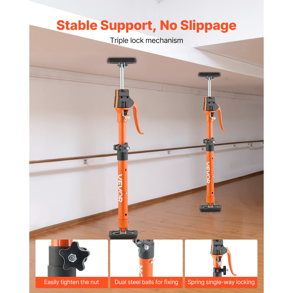 VEVOR Cabinet Jack Support Pole, 2-Pack, 48-75 cm Steel Telescopic Quick Support Rod, Adjustable 3rd Hand System up to 100 kg Capacity for Installing Cabinets, Lifting Drywall, Cargo Bars