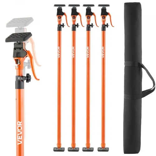 VEVOR Cabinet Jack Support Pole, 4-Pack, 125-291 cm Steel Telescopic Quick Support Rod, Adjustable 3rd Hand System up to 90 kg Capacity for Installing Cabinets, Lifting Drywall, Cargo Bars