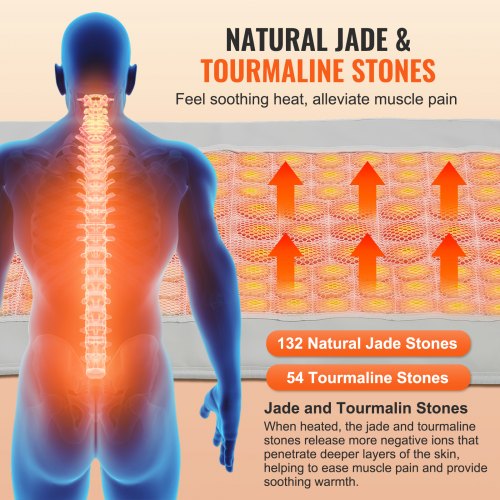 LAICAIW Far Infrared Heating Pad For Full Body, Jade Tourmaline Mattress 138 Individual Nature Jade Stones Heating Therapy Overheat Protection, Smart Control (50 * 150cm