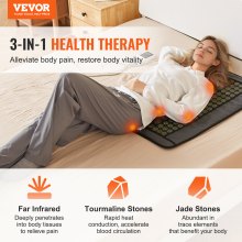 VEVOR Far Infrared Heating Pad 108 Natural Jade 42 Tourmaline Stone Heating Pad